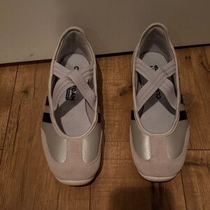 adidas Women's Silver and Light Gray Slip-On Ballet Flats